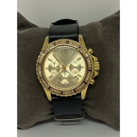 Michael Kors MK5874 Womens Black Leather Analog Ch main image 11